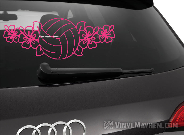 Volleyball hibiscus flowers vinyl sticker