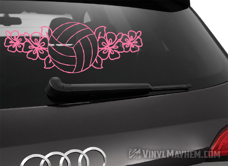 Volleyball hibiscus flowers vinyl sticker