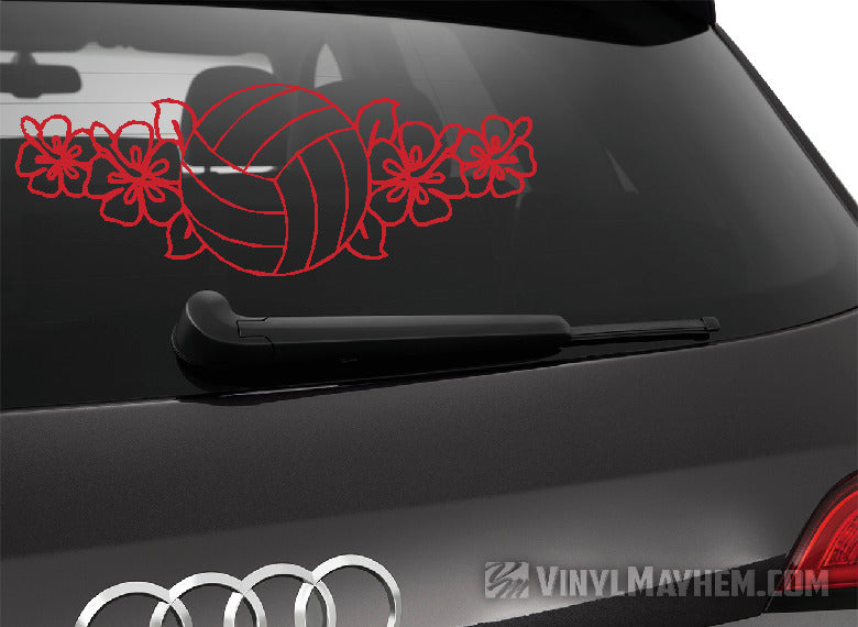 Volleyball hibiscus flowers vinyl sticker