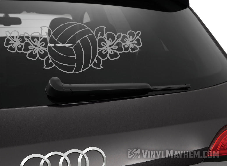 Volleyball hibiscus flowers vinyl sticker