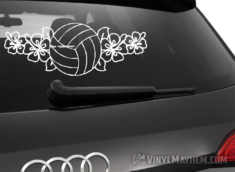 Volleyball hibiscus flowers vinyl sticker