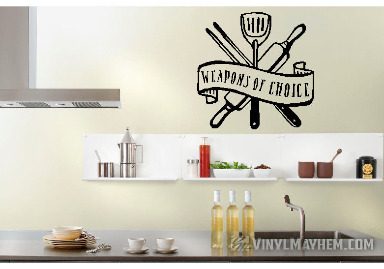 Weapons of Choice chef kitchen utensils vinyl sticker