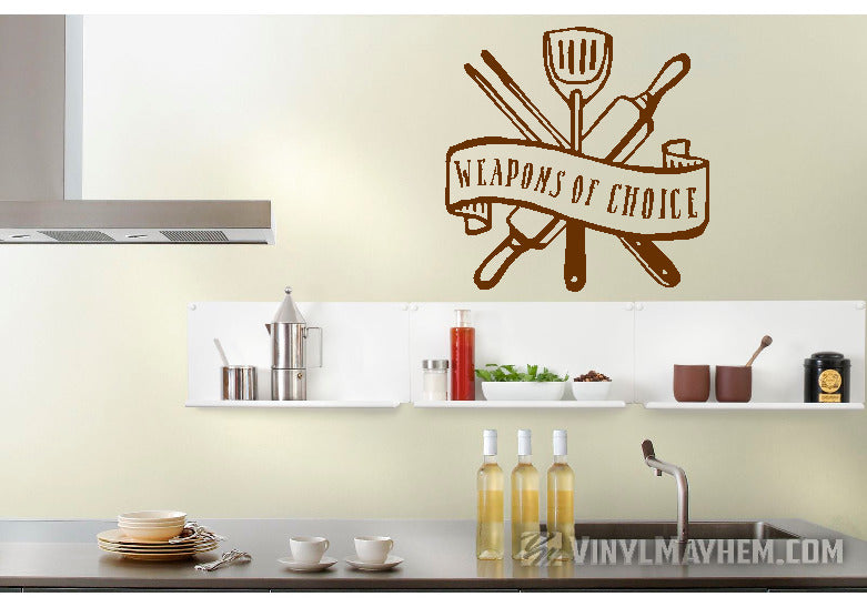 Weapons of Choice chef kitchen utensils vinyl sticker