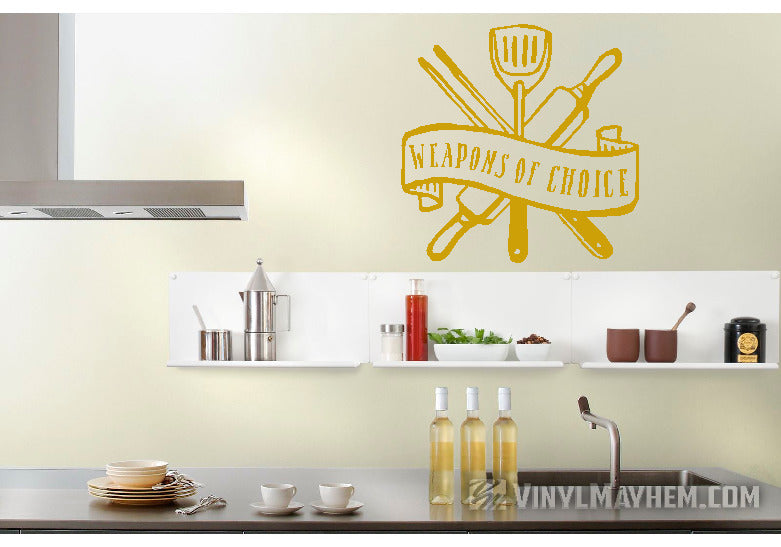 Weapons of Choice chef kitchen utensils vinyl sticker