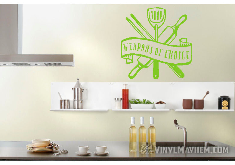 Weapons of Choice chef kitchen utensils vinyl sticker