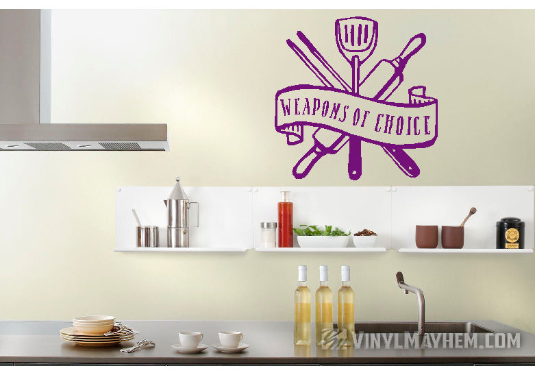 Weapons of Choice chef kitchen utensils vinyl sticker