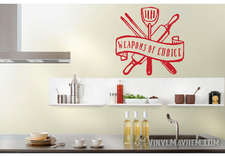 Weapons of Choice chef kitchen utensils vinyl sticker