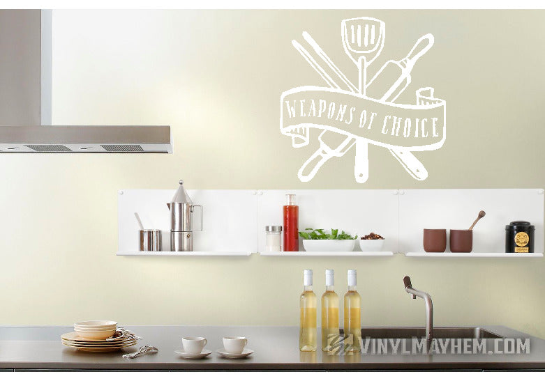 Weapons of Choice chef kitchen utensils vinyl sticker