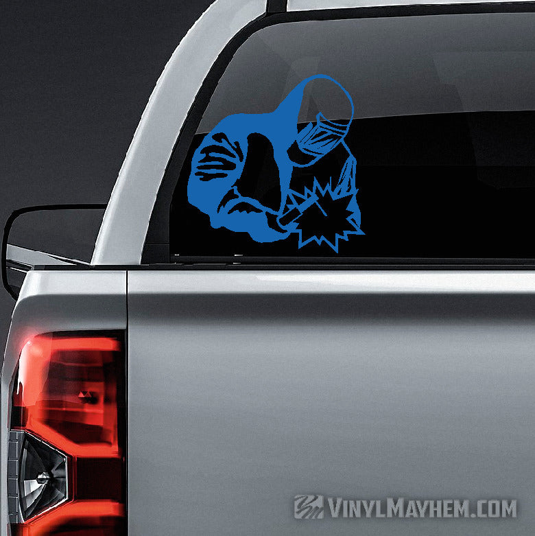 Welder with mask and suit vinyl sticker