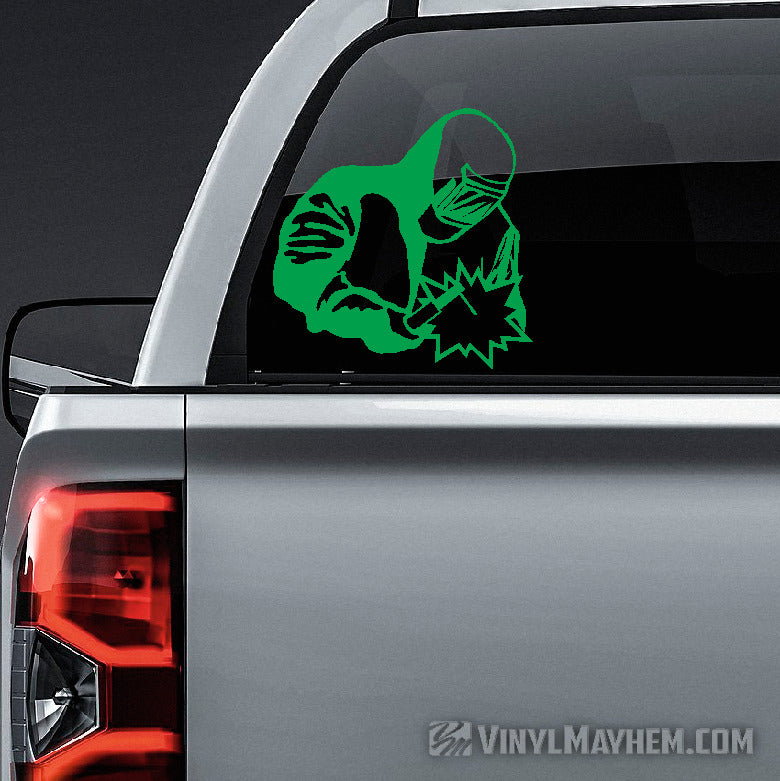 Welder with mask and suit vinyl sticker