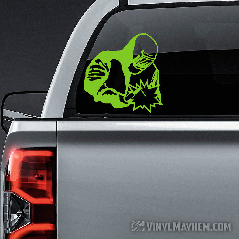 Welder with mask and suit vinyl sticker