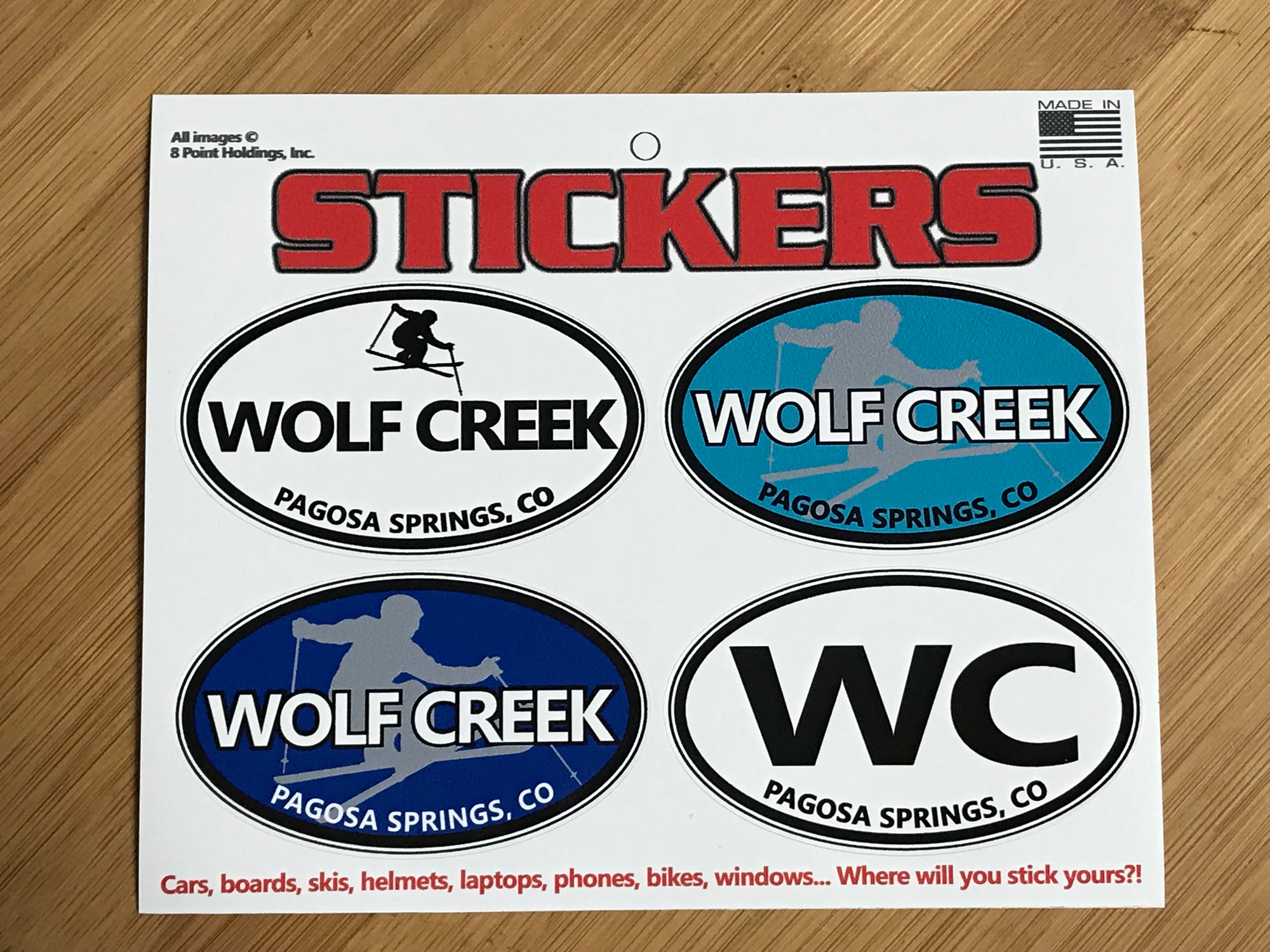 Wolf Creek Colorado Skier sticker sheet