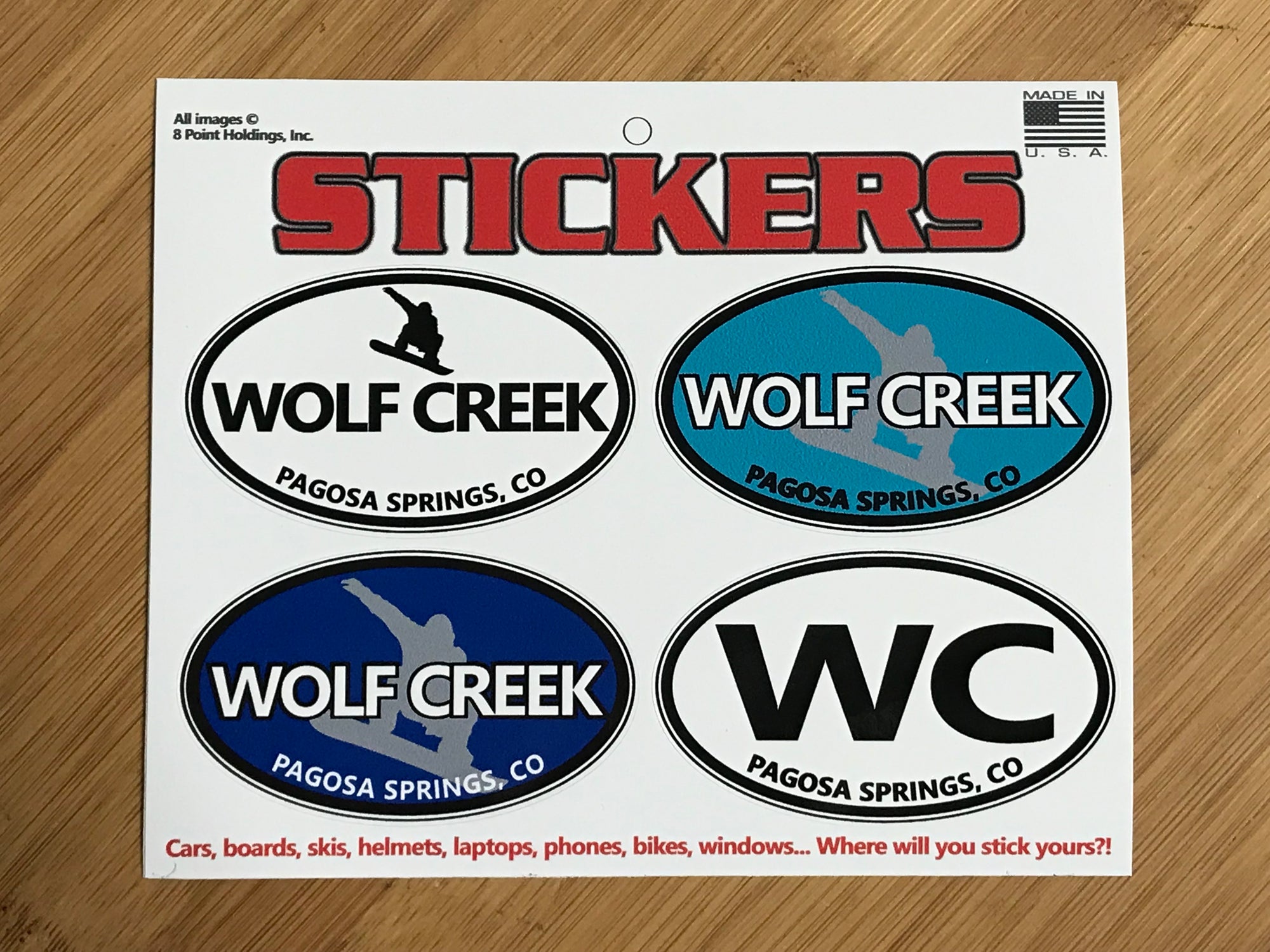 Wolf Creek Colorado Snowboarder sticker sheet