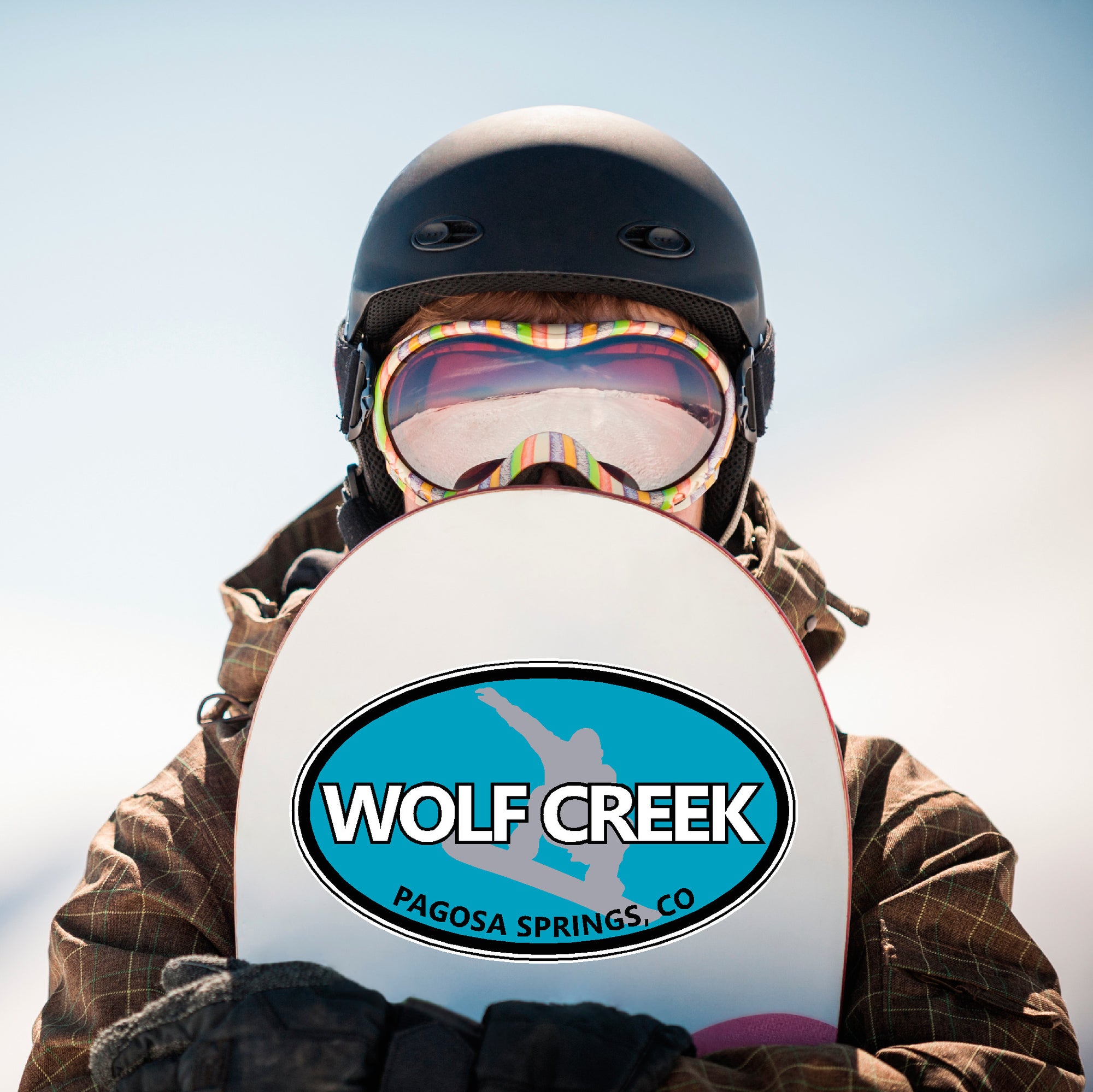 Wolf Creek Colorado Snowboarder oval sticker