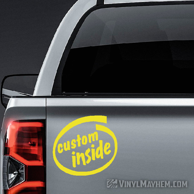 Inside add custom text vinyl sticker