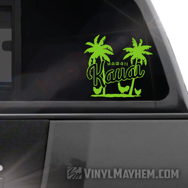 Hawaii Kauai palm trees with chickens vinyl sticker