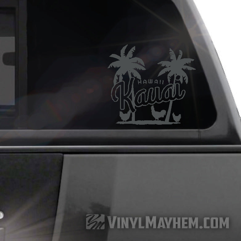 Hawaii Kauai palm trees with chickens vinyl sticker
