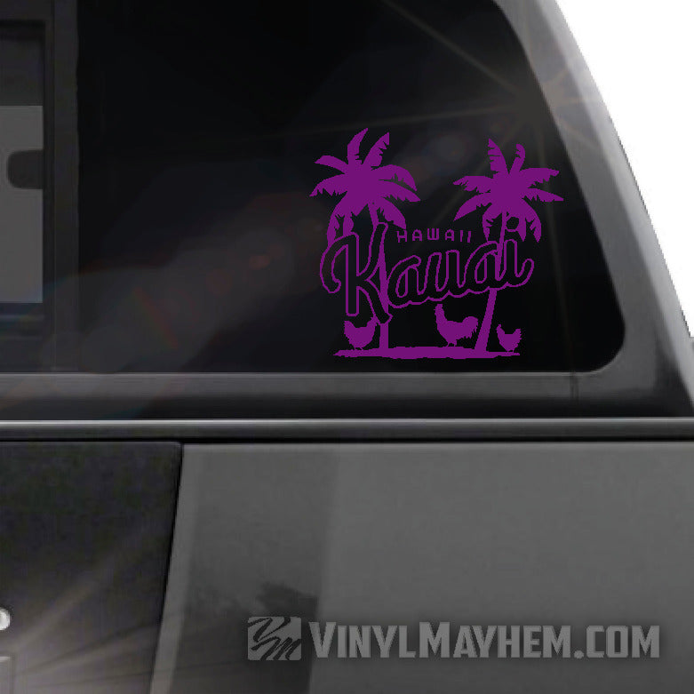 Hawaii Kauai palm trees with chickens vinyl sticker
