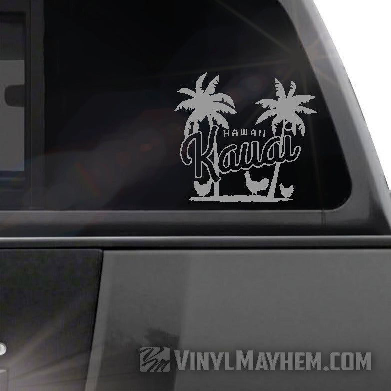 Hawaii Kauai palm trees with chickens vinyl sticker