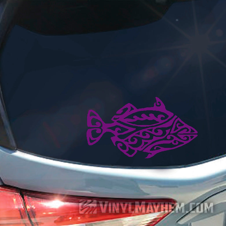 Hawaiian Humuhumunukunukuapuaa reef trigger tribal fish vinyl sticker