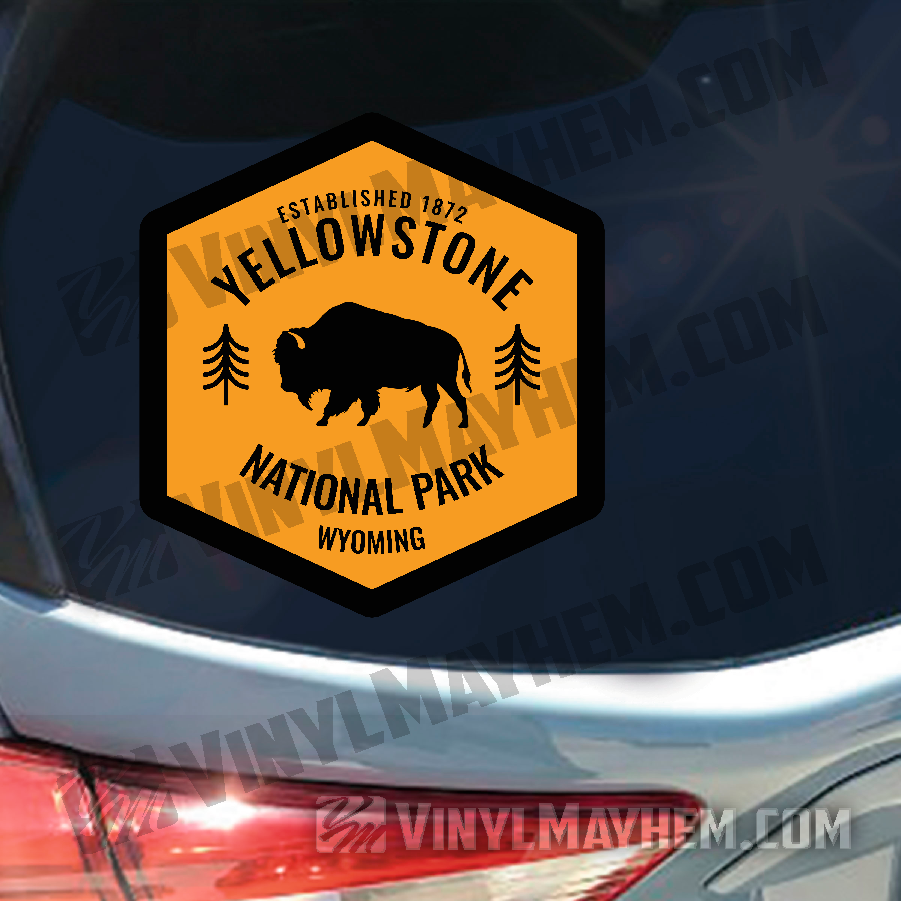 Yellowstone National Park Bison Crossing Badge sticker